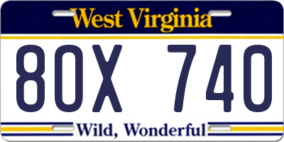 WV license plate 8OX740