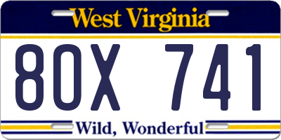 WV license plate 8OX741
