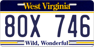 WV license plate 8OX746