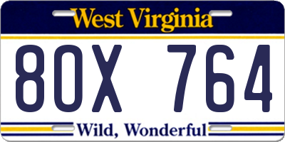 WV license plate 8OX764