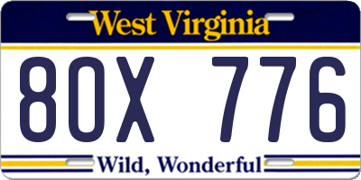 WV license plate 8OX776