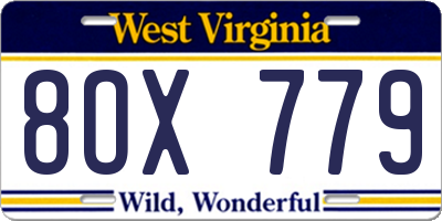 WV license plate 8OX779