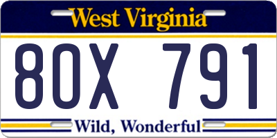 WV license plate 8OX791