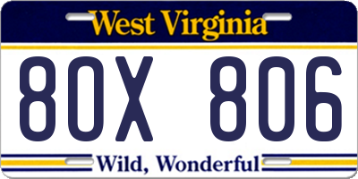 WV license plate 8OX806