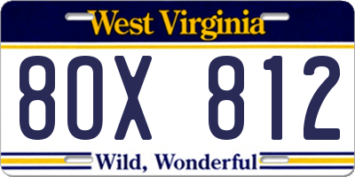 WV license plate 8OX812