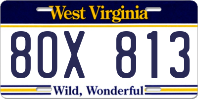 WV license plate 8OX813