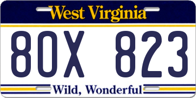 WV license plate 8OX823