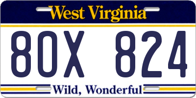 WV license plate 8OX824