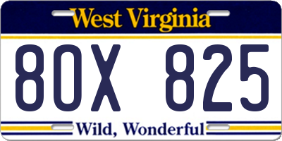 WV license plate 8OX825