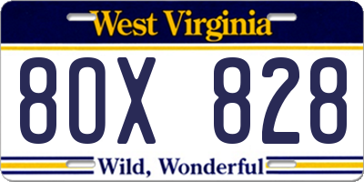 WV license plate 8OX828