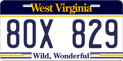 WV license plate 8OX829