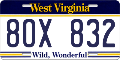 WV license plate 8OX832