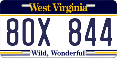 WV license plate 8OX844