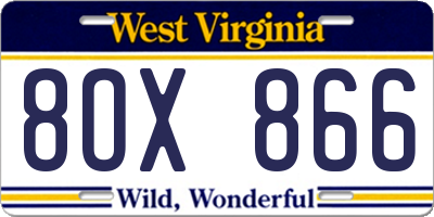 WV license plate 8OX866