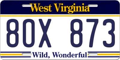 WV license plate 8OX873