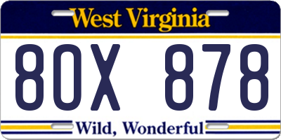 WV license plate 8OX878