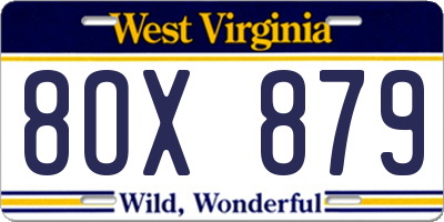 WV license plate 8OX879