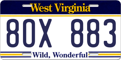 WV license plate 8OX883
