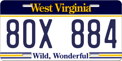 WV license plate 8OX884