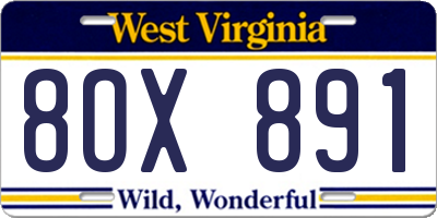 WV license plate 8OX891