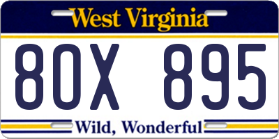 WV license plate 8OX895