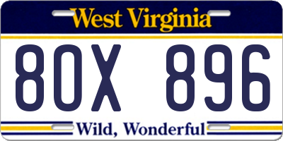 WV license plate 8OX896