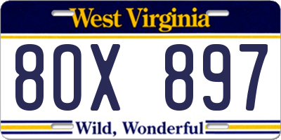 WV license plate 8OX897