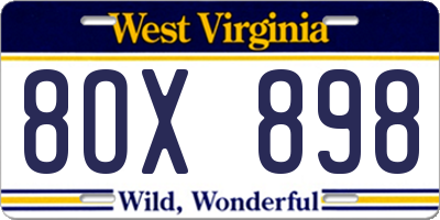 WV license plate 8OX898