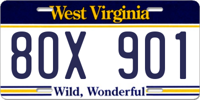 WV license plate 8OX901