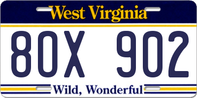WV license plate 8OX902