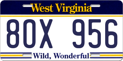 WV license plate 8OX956