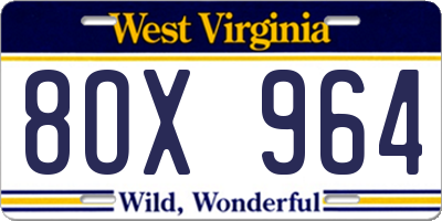 WV license plate 8OX964