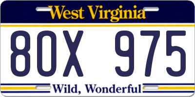 WV license plate 8OX975