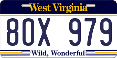 WV license plate 8OX979