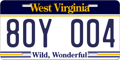 WV license plate 8OY004