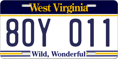 WV license plate 8OY011
