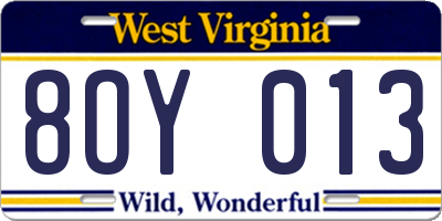 WV license plate 8OY013