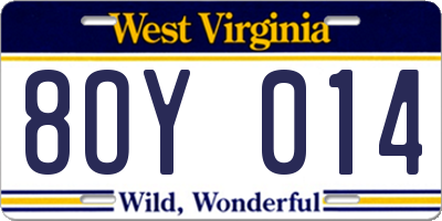 WV license plate 8OY014