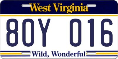 WV license plate 8OY016