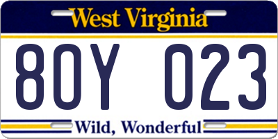 WV license plate 8OY023