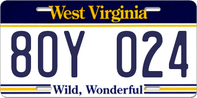 WV license plate 8OY024