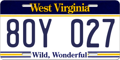 WV license plate 8OY027