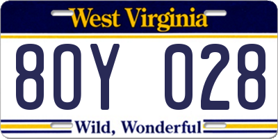 WV license plate 8OY028