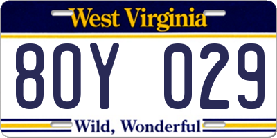 WV license plate 8OY029