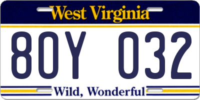 WV license plate 8OY032