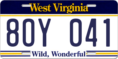 WV license plate 8OY041