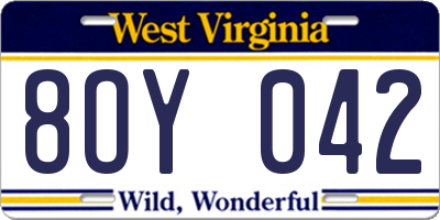 WV license plate 8OY042