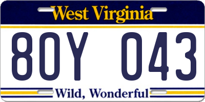 WV license plate 8OY043