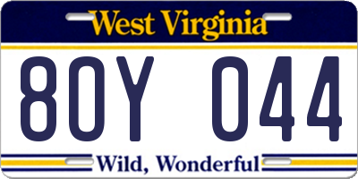 WV license plate 8OY044