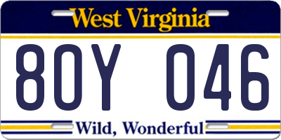 WV license plate 8OY046